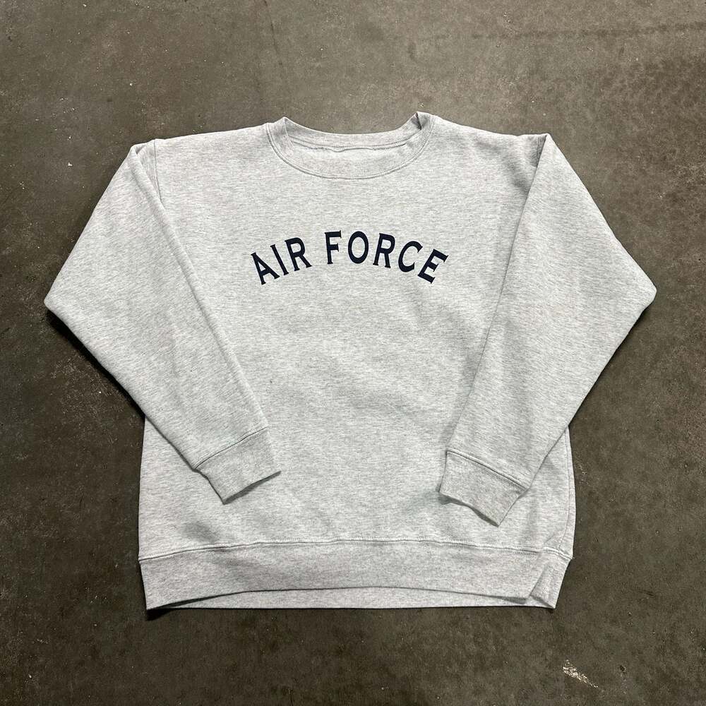Vintage Air Force Crewneck Pullover Sweatshirt Gray Marled